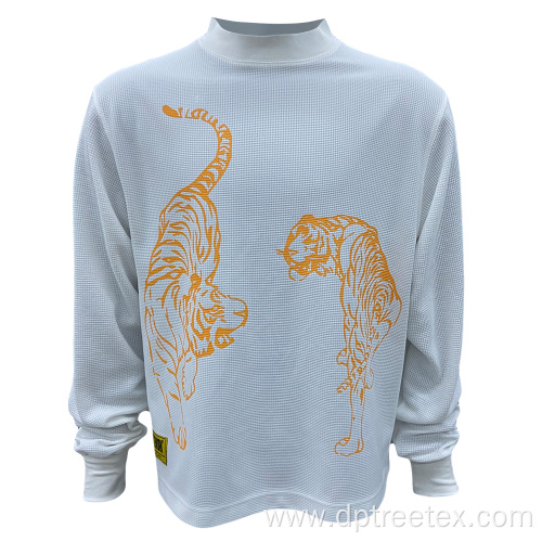 Custom Waffle Graphic Print Casual Crewneck Sweatshirt